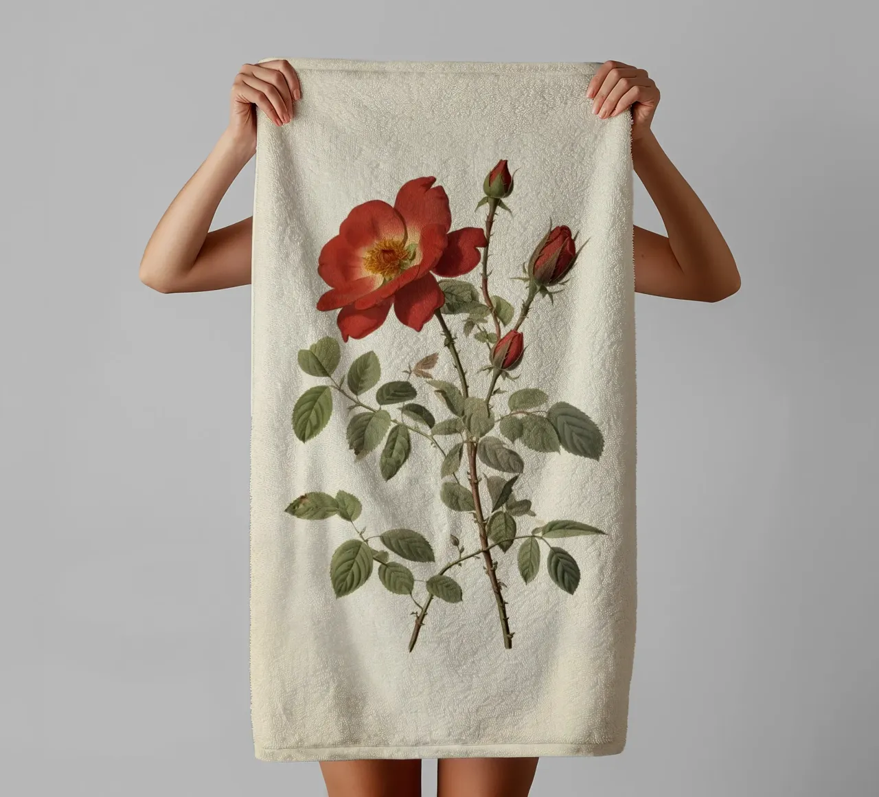 Vintage Wild Rose Botanical Print - Rustic Red Rose Art toalla de baño de ClubArt