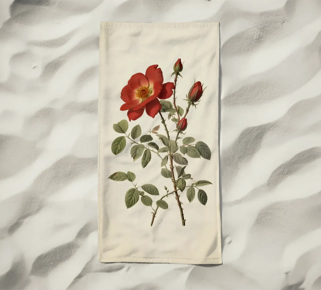 Vintage Wild Rose Botanical Print - Rustic Red Rose Art toalla de playa de ClubArt