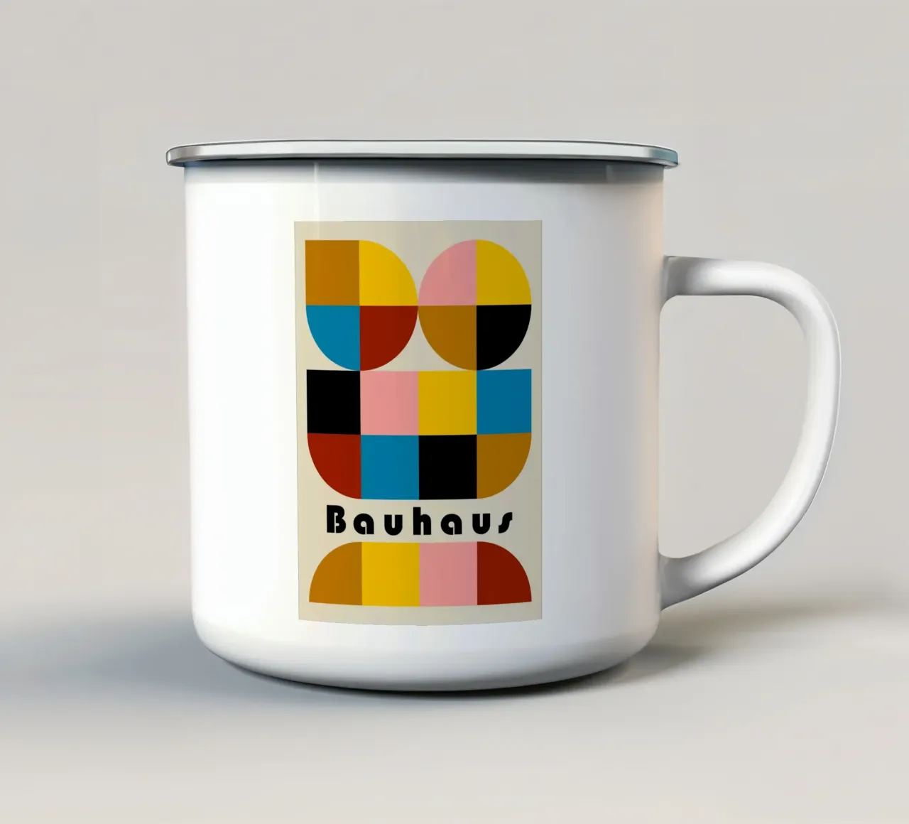 Forme Bauhaus - Poster geometrico colorato tazza in smalto da Casa Calm
