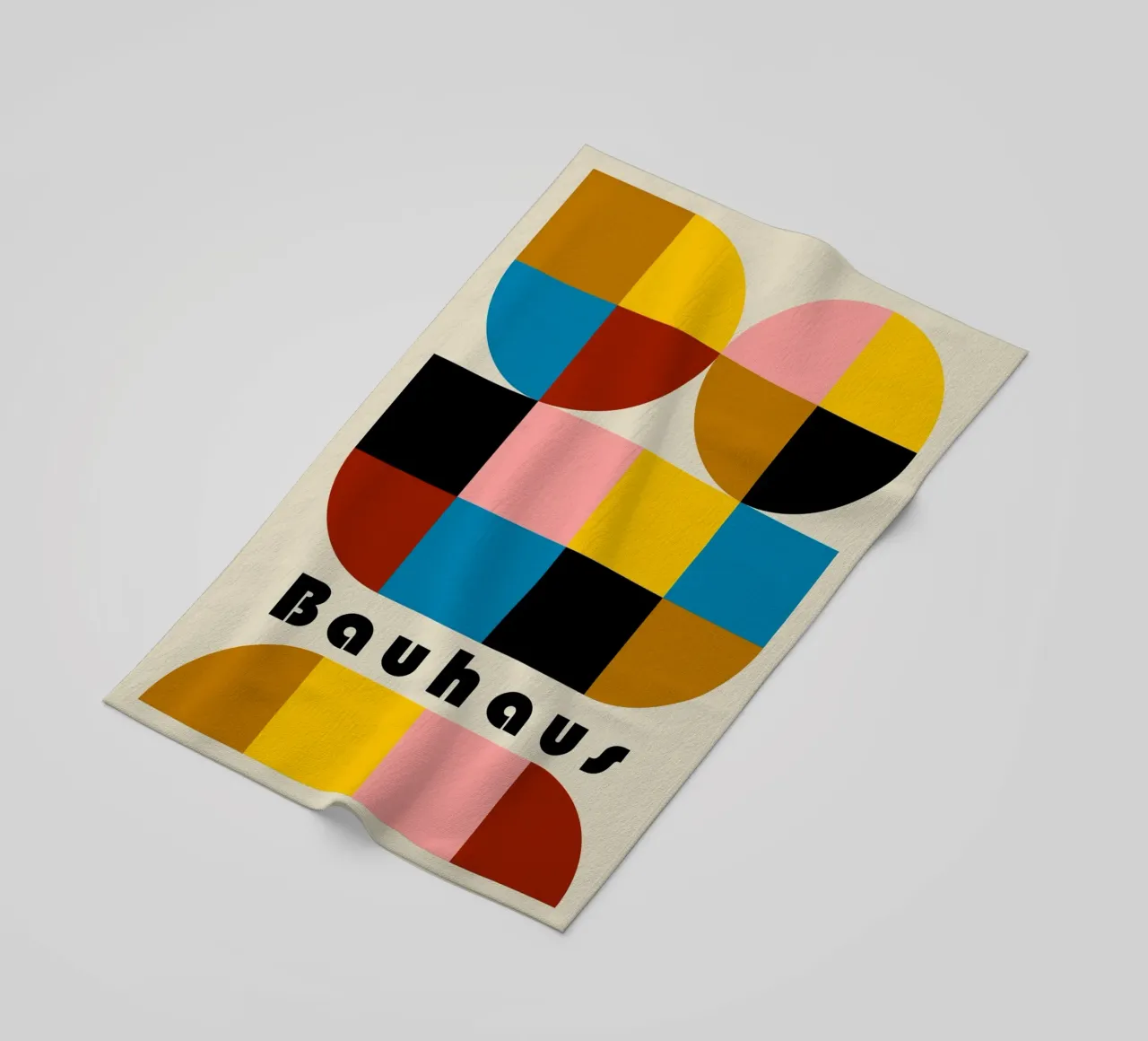 Bauhaus Shapes – Farbenfrohes Geometrie Poster Strandtuch von Casa Calm