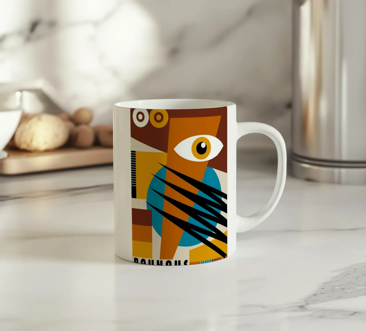 Bauhaus Oog Kunst | Abstract Retro Poster keramische mok van Casa Calm
