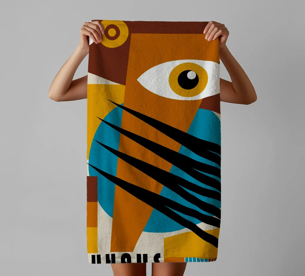 Bauhaus Eye Art | Abstract Retro Poster towel by Casa Calm