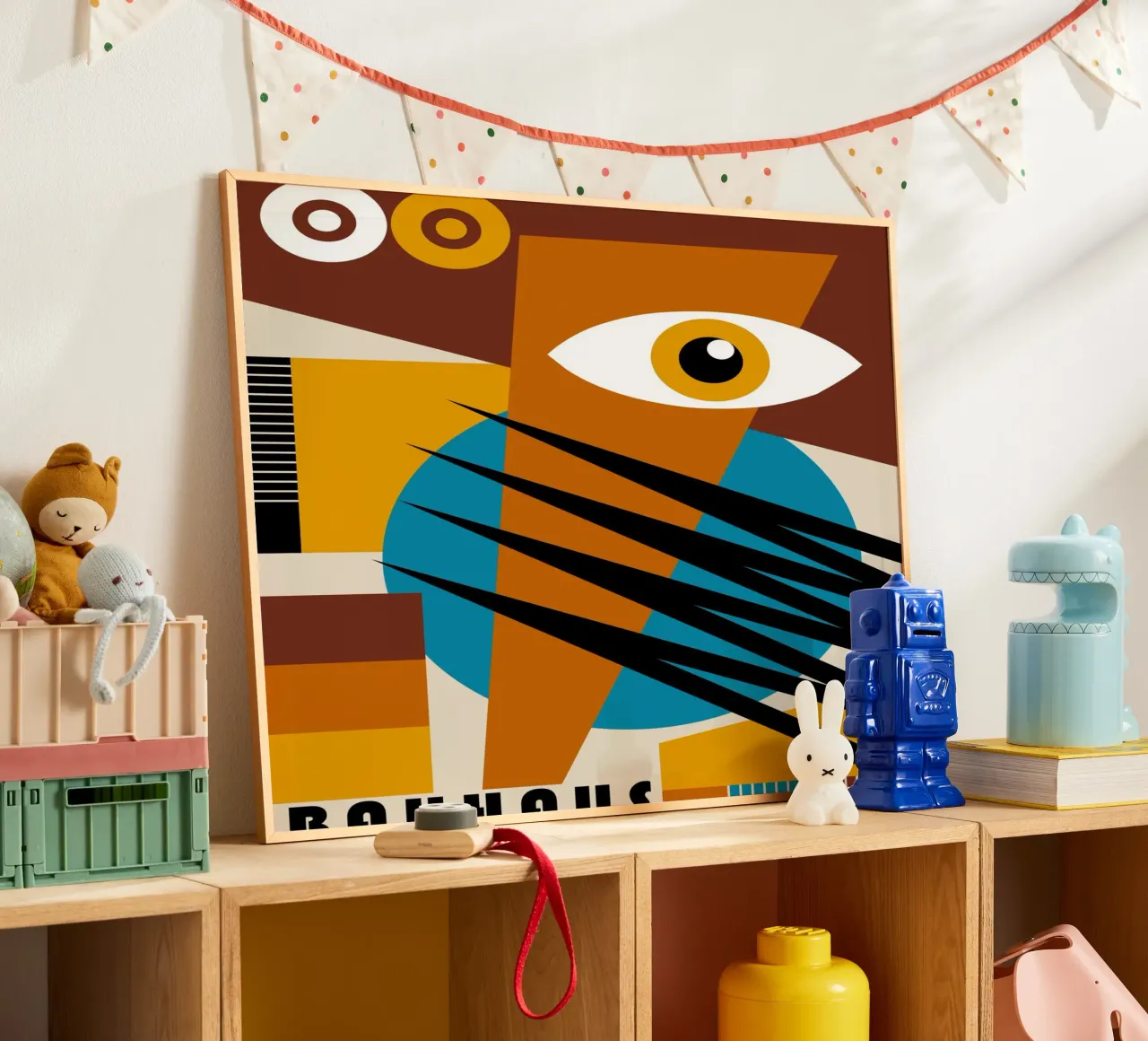 Bauhaus Oog Kunst | Abstract Retro Poster hahnemühle van Casa Calm