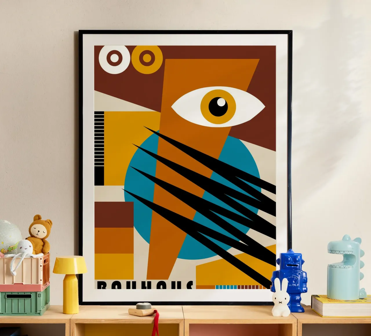 Bauhaus Oog Kunst | Abstract Retro Poster hahnemühle van Casa Calm