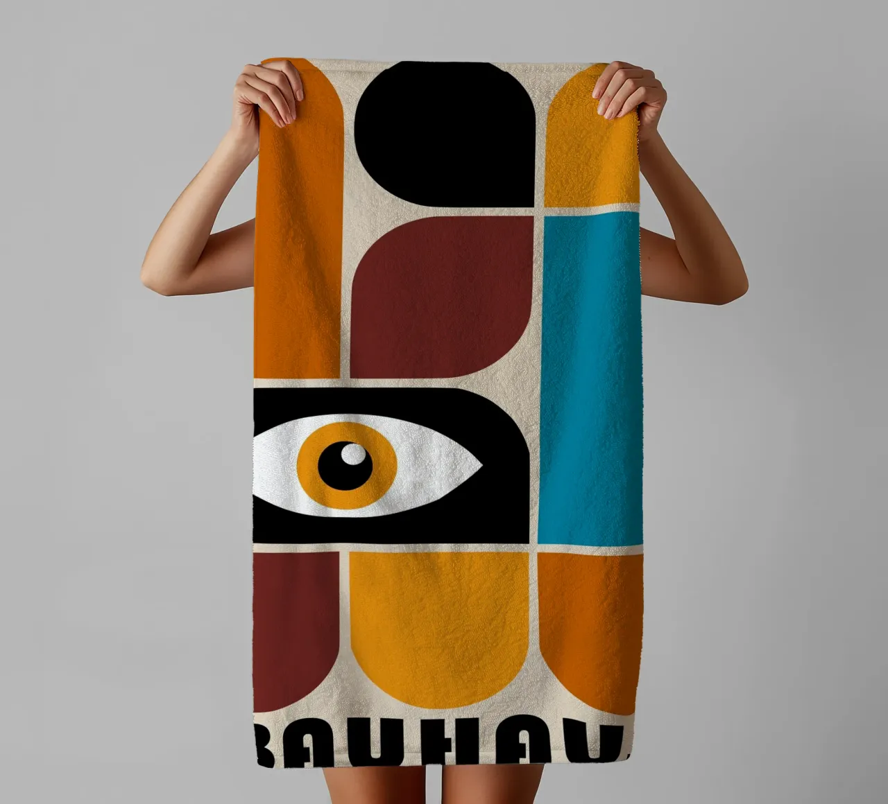 Bauhaus eye - modern geometric retro design towel by Casa Calm