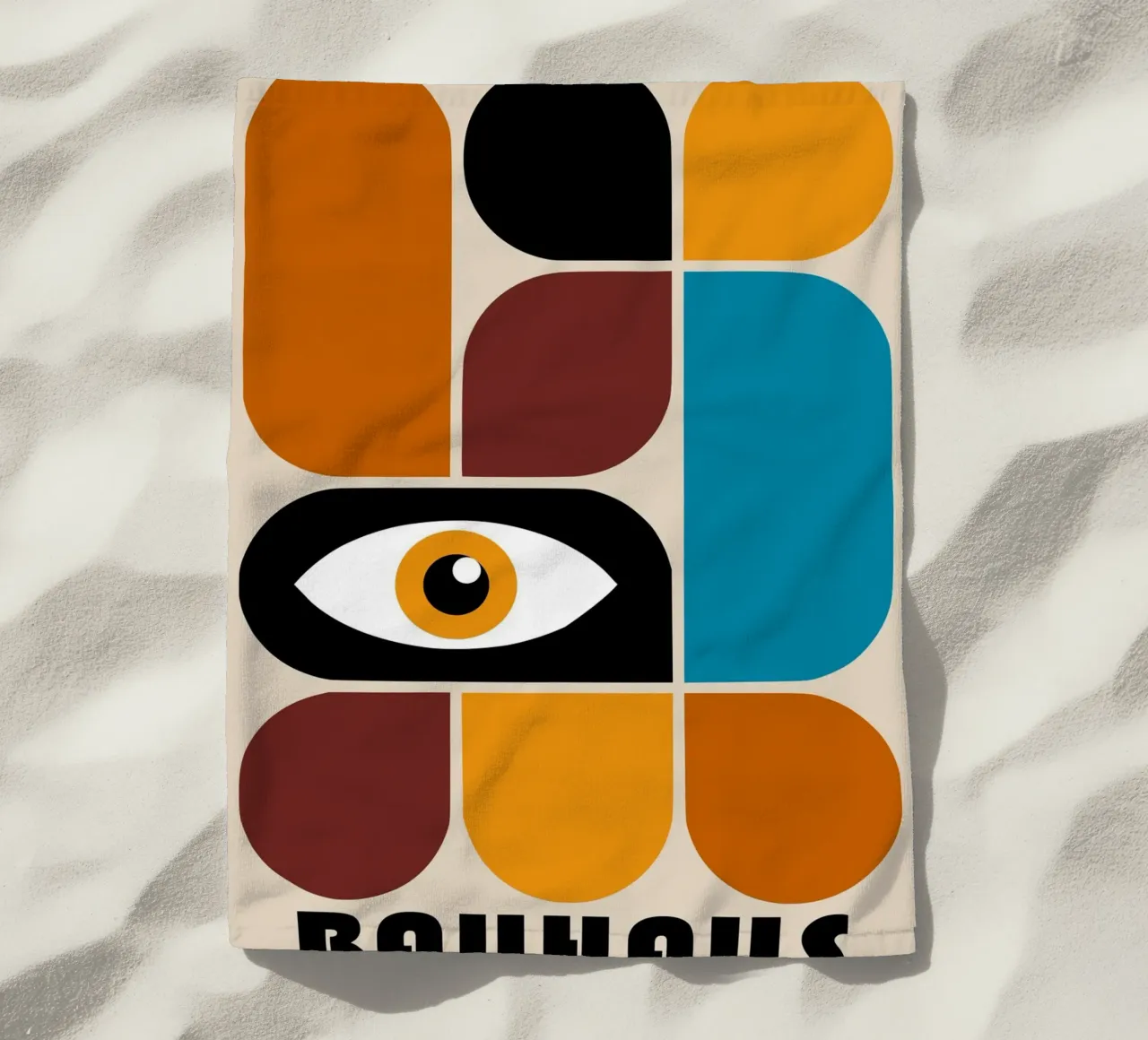 Occhio Bauhaus - design moderno, geometrico e retrò telo mare da Casa Calm