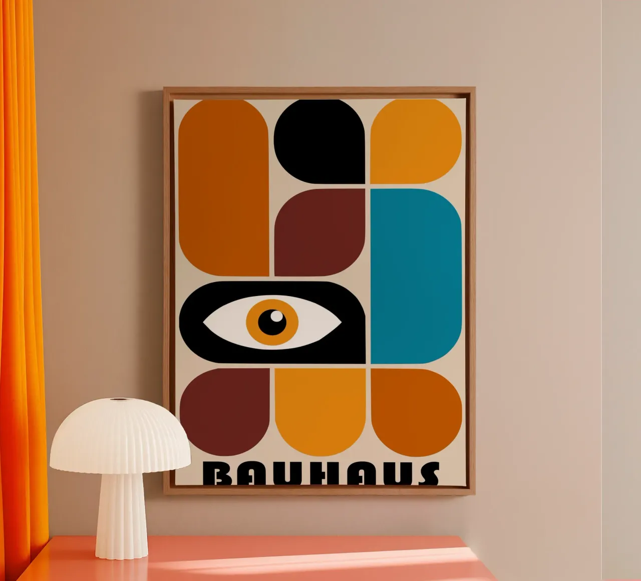 Occhio Bauhaus - design moderno, geometrico e retrò tela con Cornice a cassetta da Casa Calm