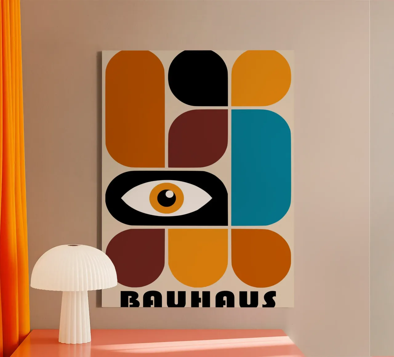 Occhio Bauhaus - design moderno, geometrico e retrò tela con Cornice a cassetta da Casa Calm