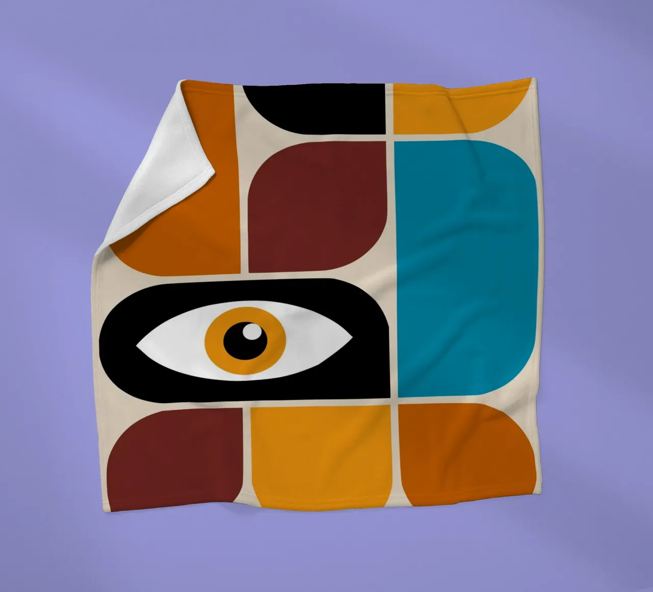 Occhio Bauhaus - design moderno, geometrico e retrò coperta in pile da Casa Calm