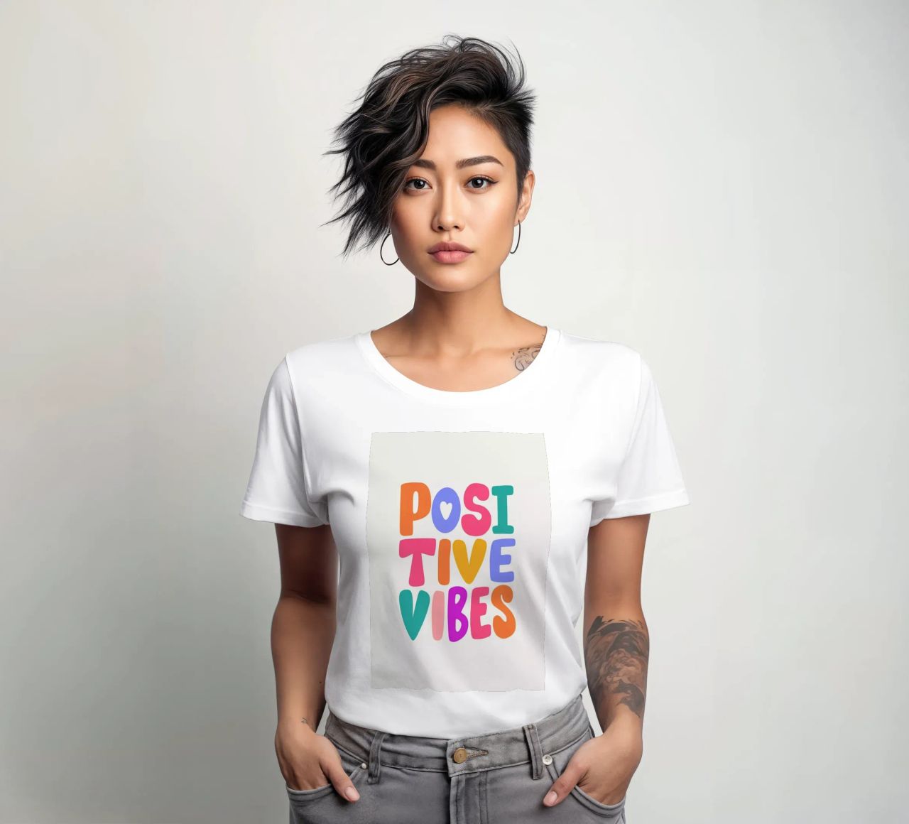Positive Vibes II t-shirt ajusté pour femmes de Pure
