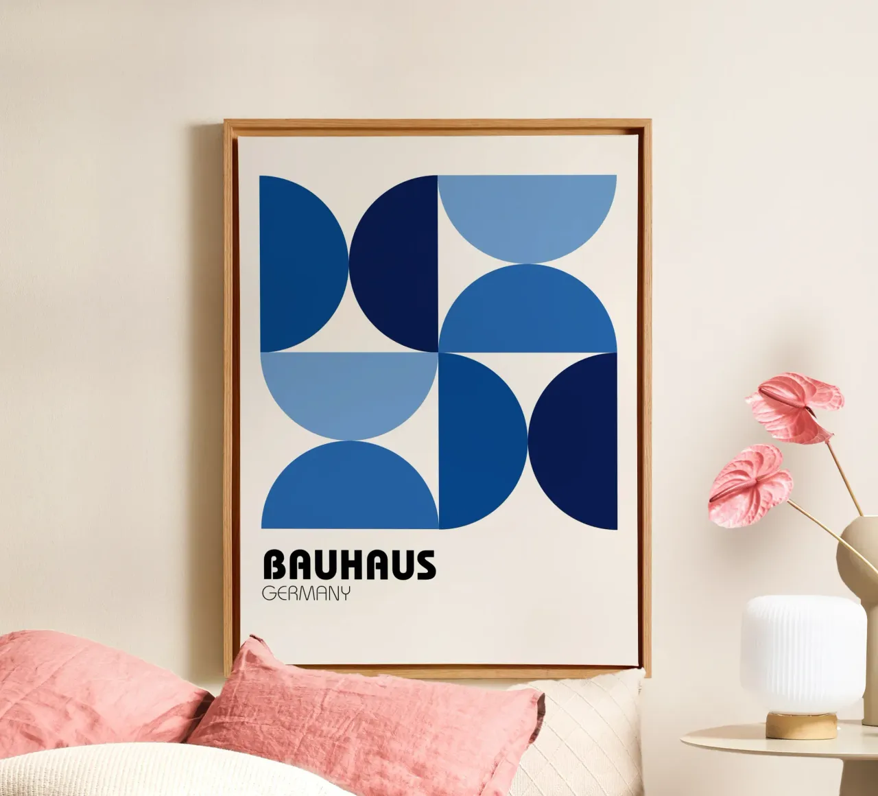 Bauhaus Geometria Blu tela con Cornice a cassetta da Casa Calm