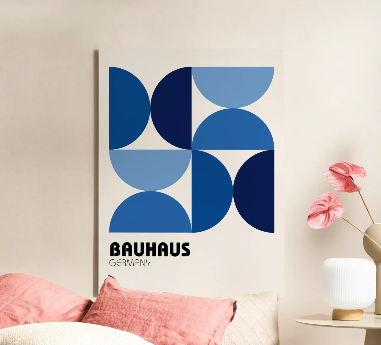 Bauhaus Geometria Blu tela con Cornice a cassetta da Casa Calm