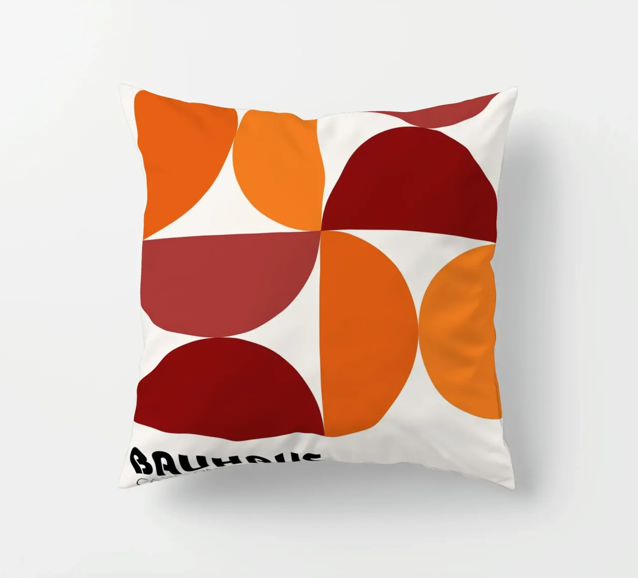 Geometria Bauhaus - grafica retrò in arancione e rosso cuscino da Casa Calm