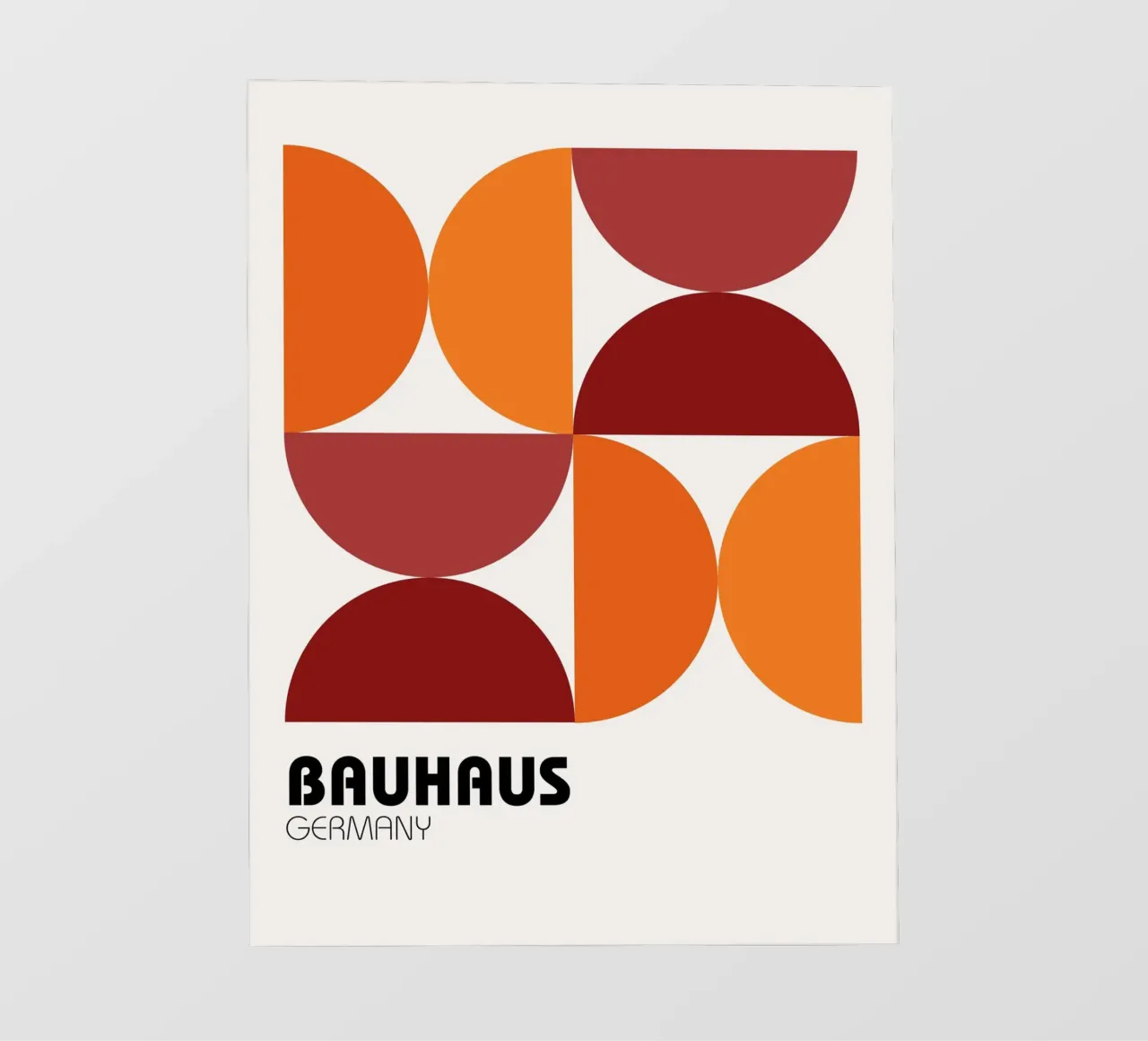Geometria Bauhaus - grafica retrò in arancione e rosso pellicola backlit da Casa Calm