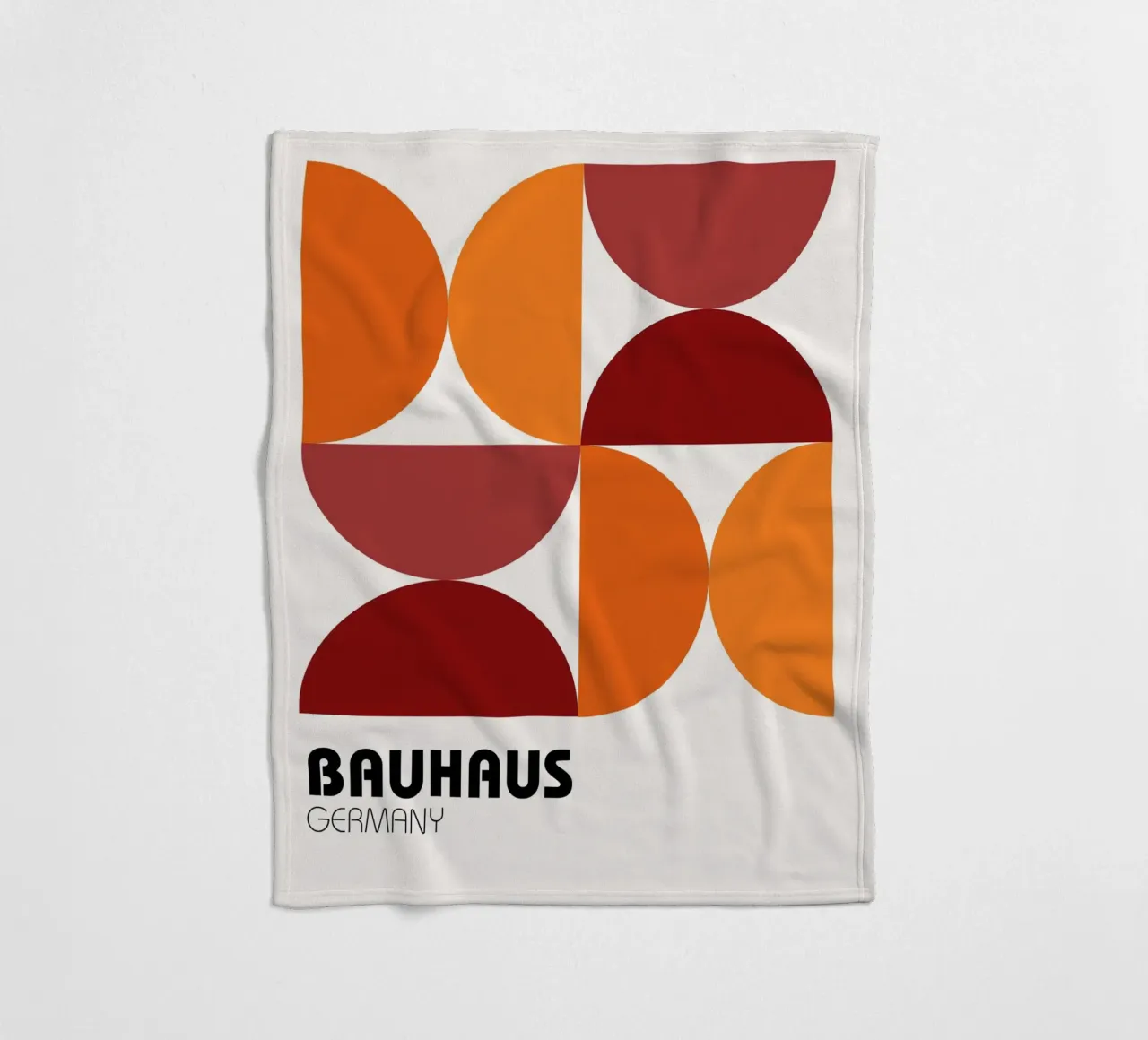 Bauhaus geometry - retro graphics in orange & red fleece blanket by Casa Calm