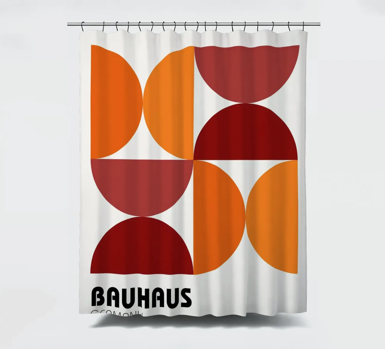 Bauhaus geometry - retro graphics in orange & red shower curtain by Casa Calm