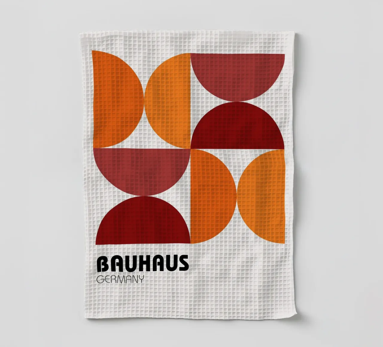 Géométrie Bauhaus - Graphisme rétro en orange & rouge torchon de Casa Calm