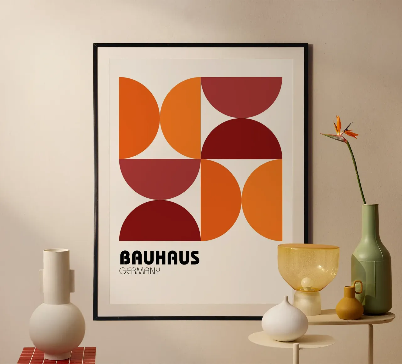 Bauhaus geometry - retro graphics in orange & red hahnemühle by Casa Calm