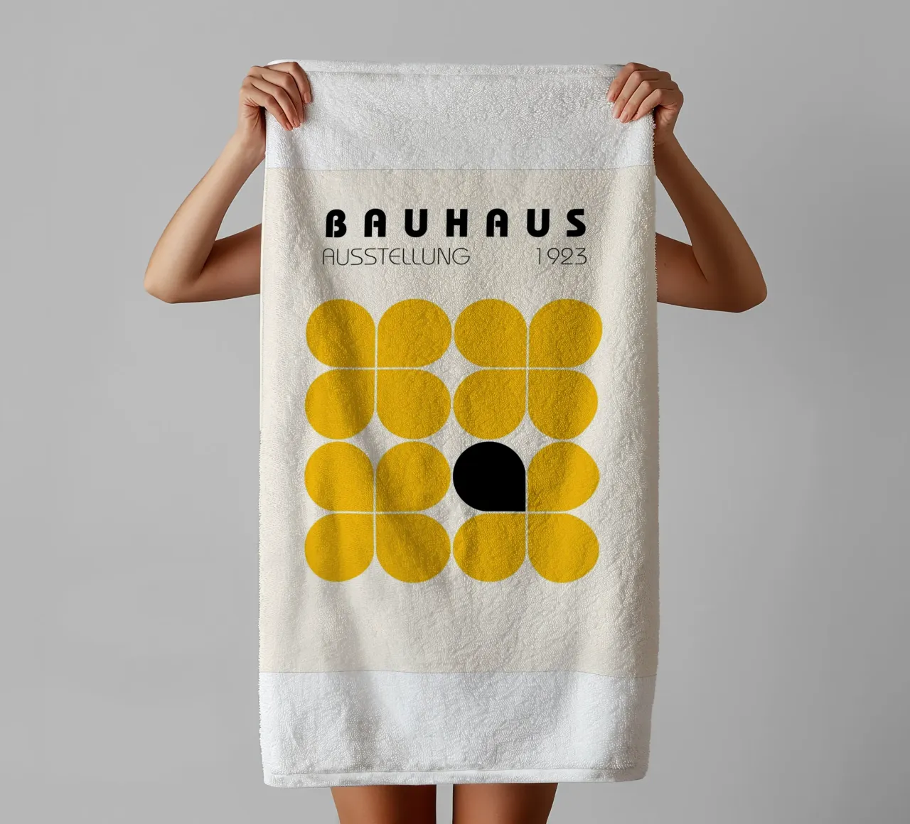 Retro Flower Grid - Bauhaus Style towel by Casa Calm