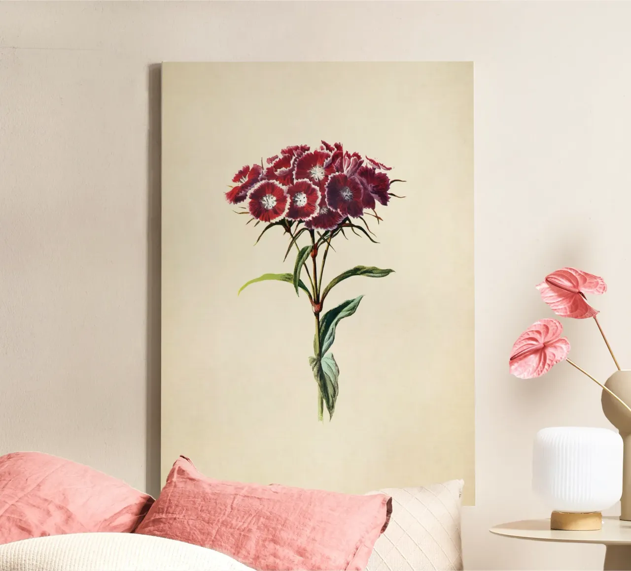 F.E. Hulme Sweet William Print - Vintage Bloemsierkunst canvas met Baklijst van ClubArt