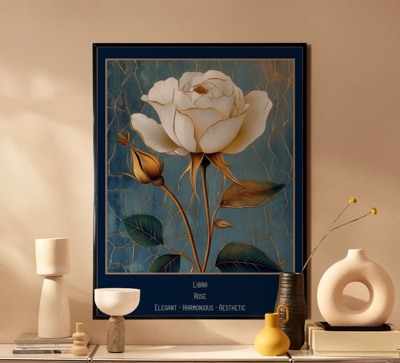 Die Blumen der Sternzeichen: Waage - Rose Poster von Art-Nouveau-Dsg