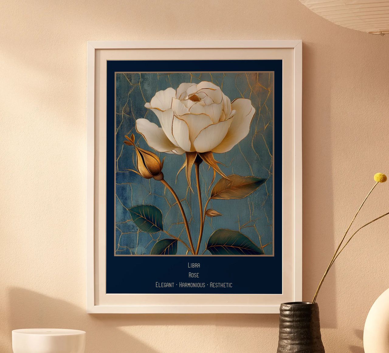 Die Blumen der Sternzeichen: Waage - Rose Poster von Art-Nouveau-Dsg