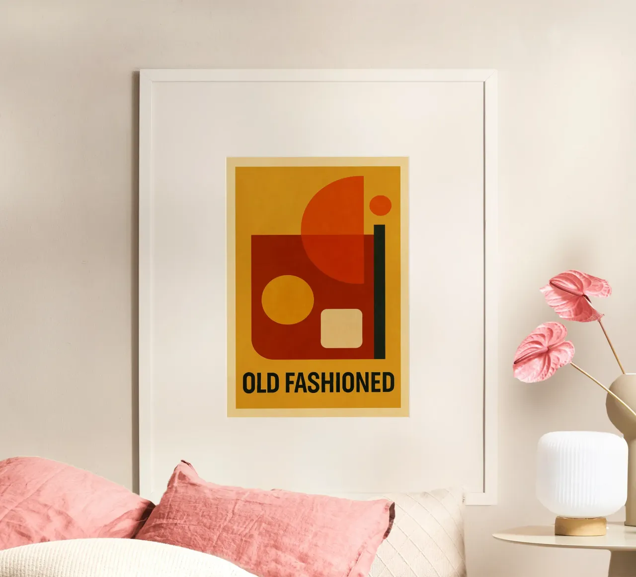 OLD FASHIONED – Abstract Bauhaus Cocktail poster con telaio in legno da michi