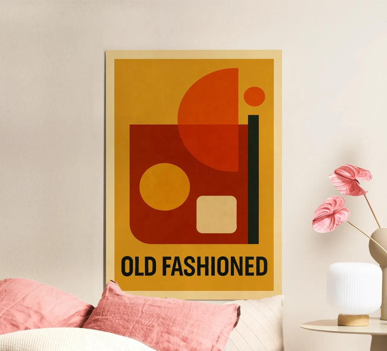 OLD FASHIONED – Abstract Bauhaus Cocktail poster con telaio in legno da michi