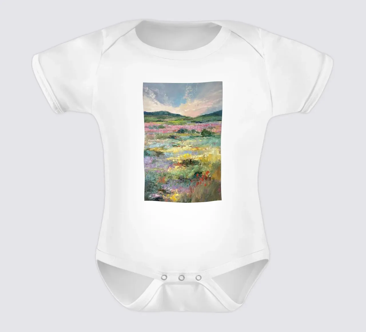 weide bij zonsondergang natuurlijk landschap claude monet babyrompertje korte mouwen van belong shop