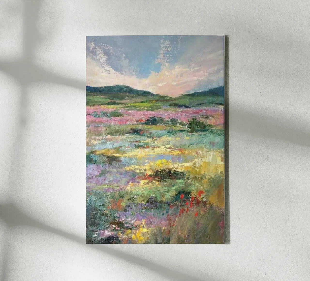 weide bij zonsondergang natuurlijk landschap claude monet canvas met Baklijst van belong shop