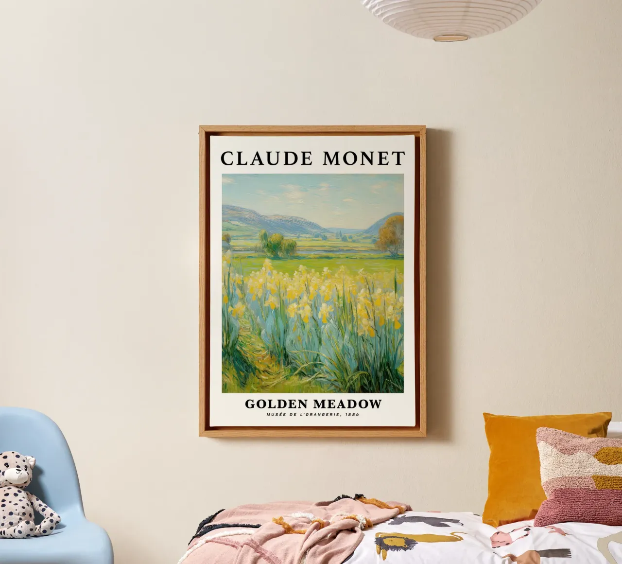 meadow farmland art scenery nature claude monet canvas with Floater frame by belong shop