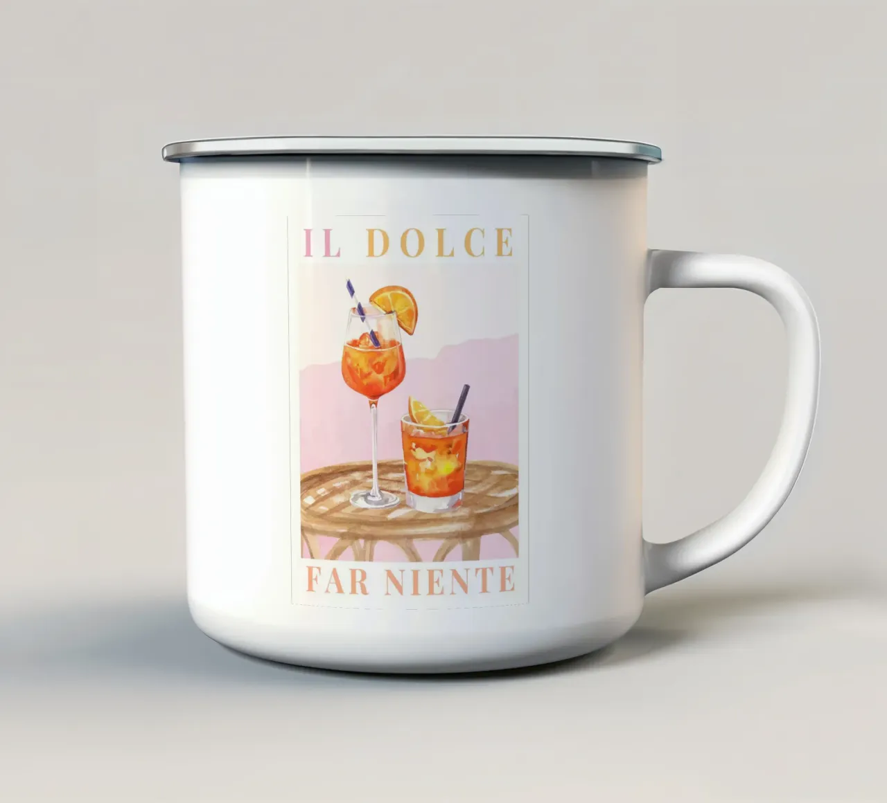 Aperol Spritz Cocktail, Negroni Druck Emaille Tasse von Bella Studio