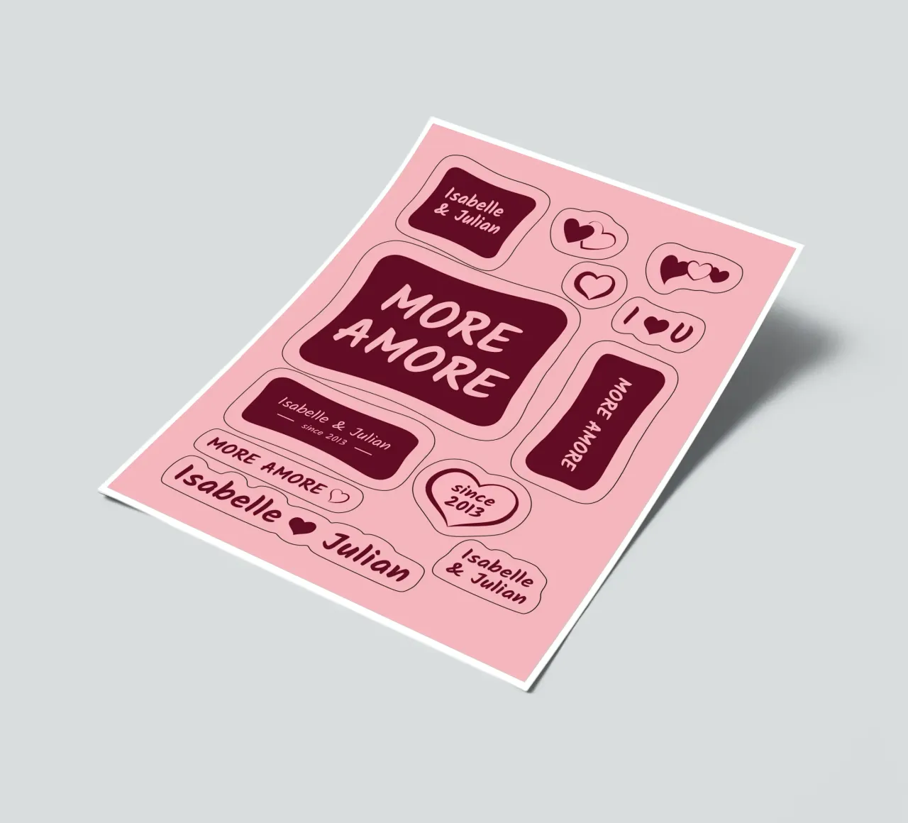 More Amore <3 Name foglio adesivo da Personalizable Designs