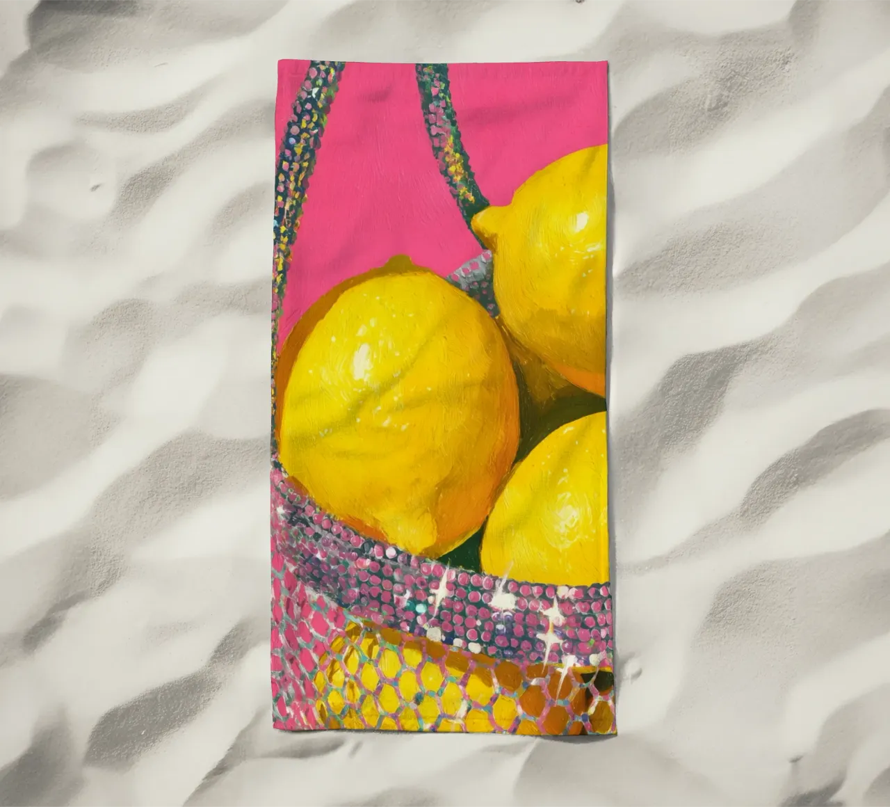 Glitter e limoni telo mare da Carinaprint