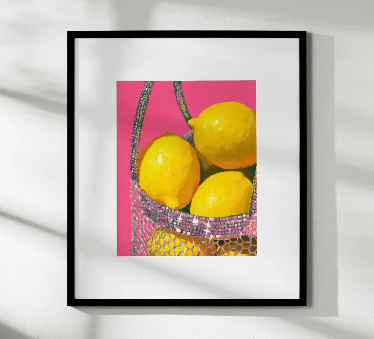 Glitter en citroenen poster met houten frame van Carinaprint