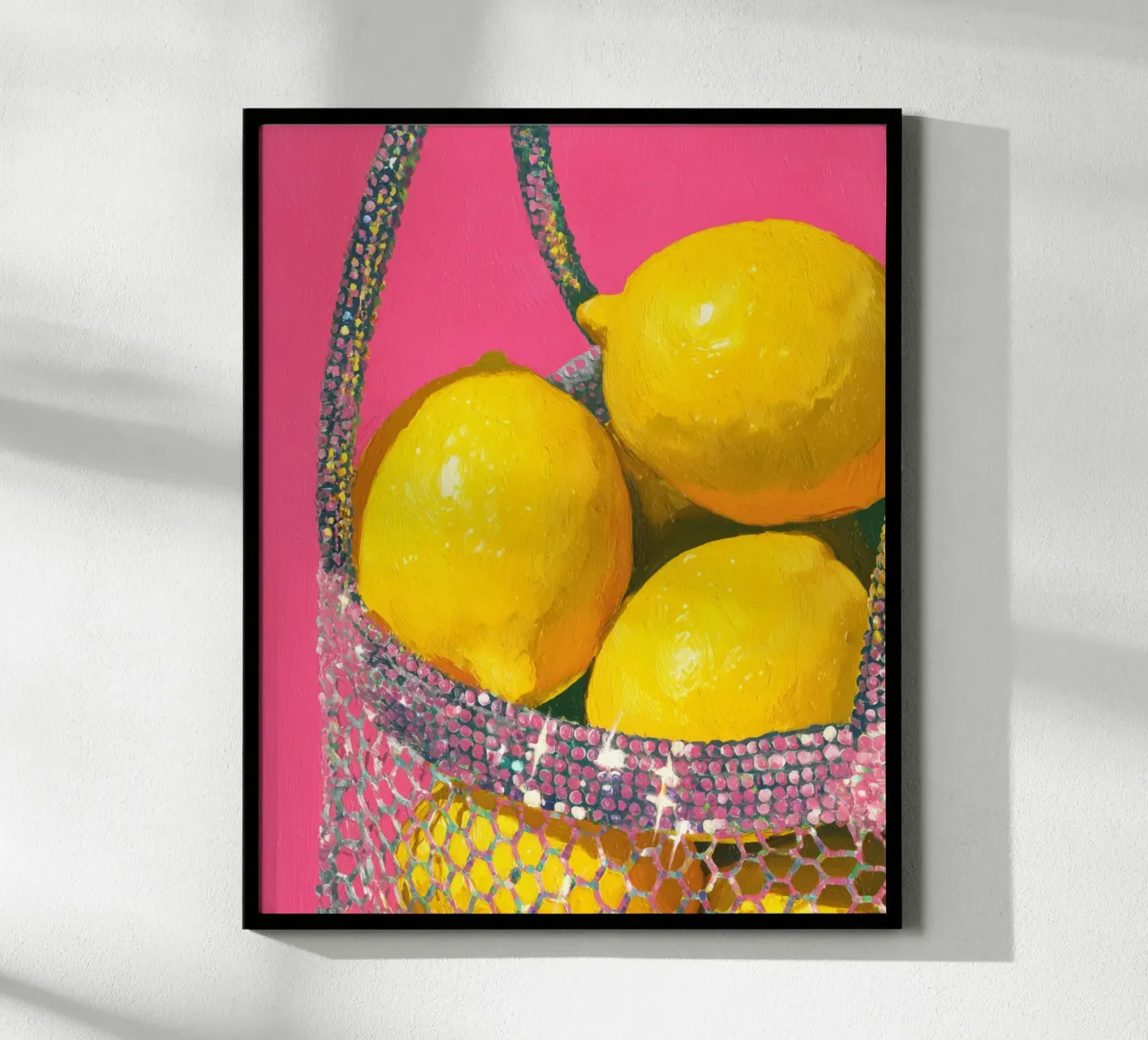Glitter en citroenen poster met houten frame van Carinaprint