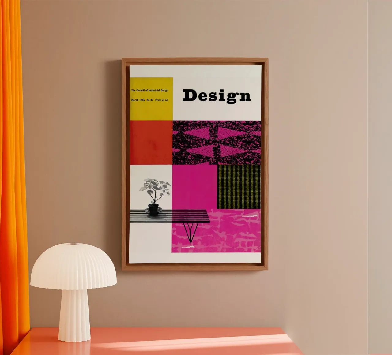 1956 March Design Magazine tela con Cornice a cassetta da Hemingway Design