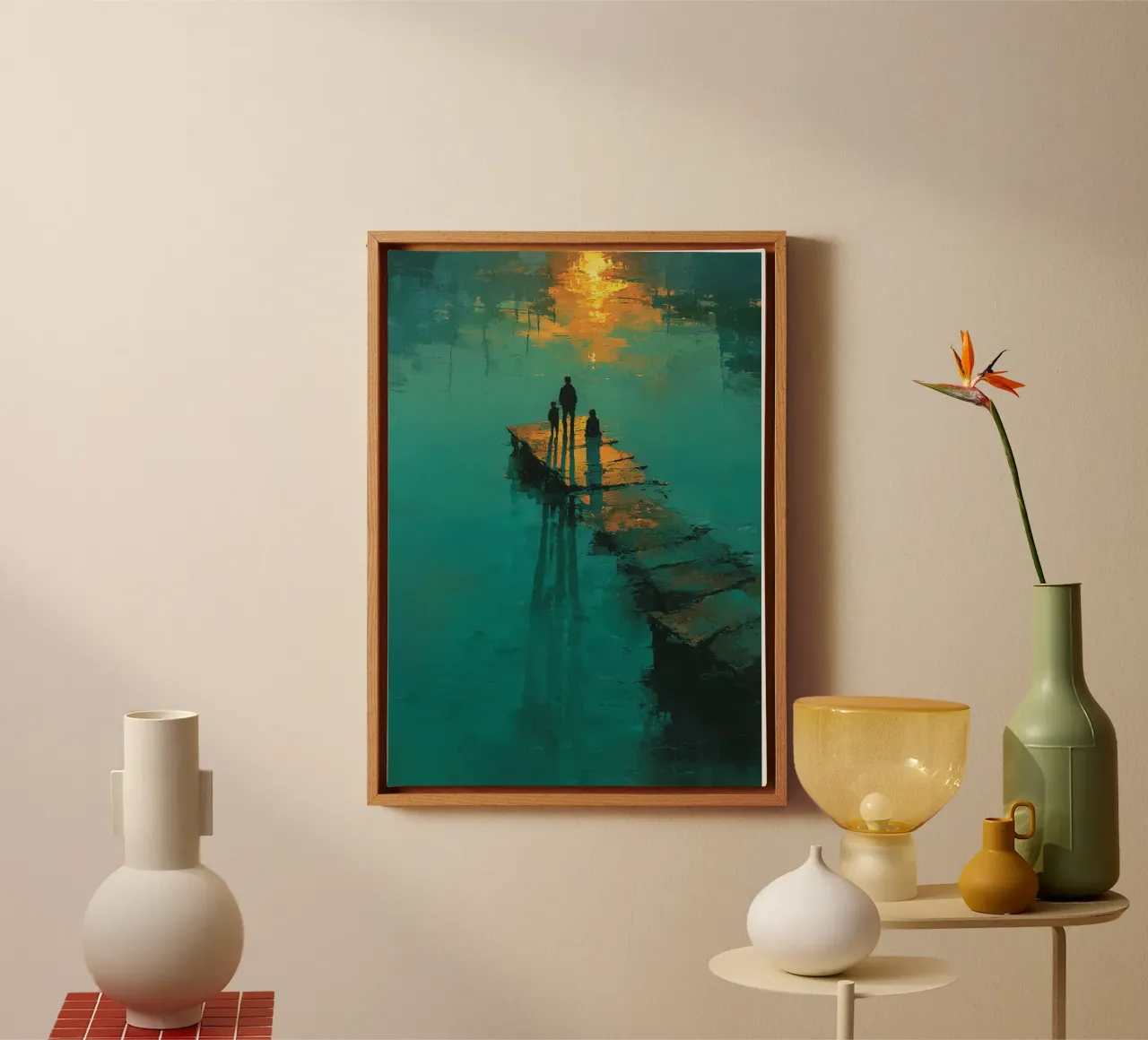 Reflections of a Golden Dusk canvas met Baklijst van Mosaic Dialogue