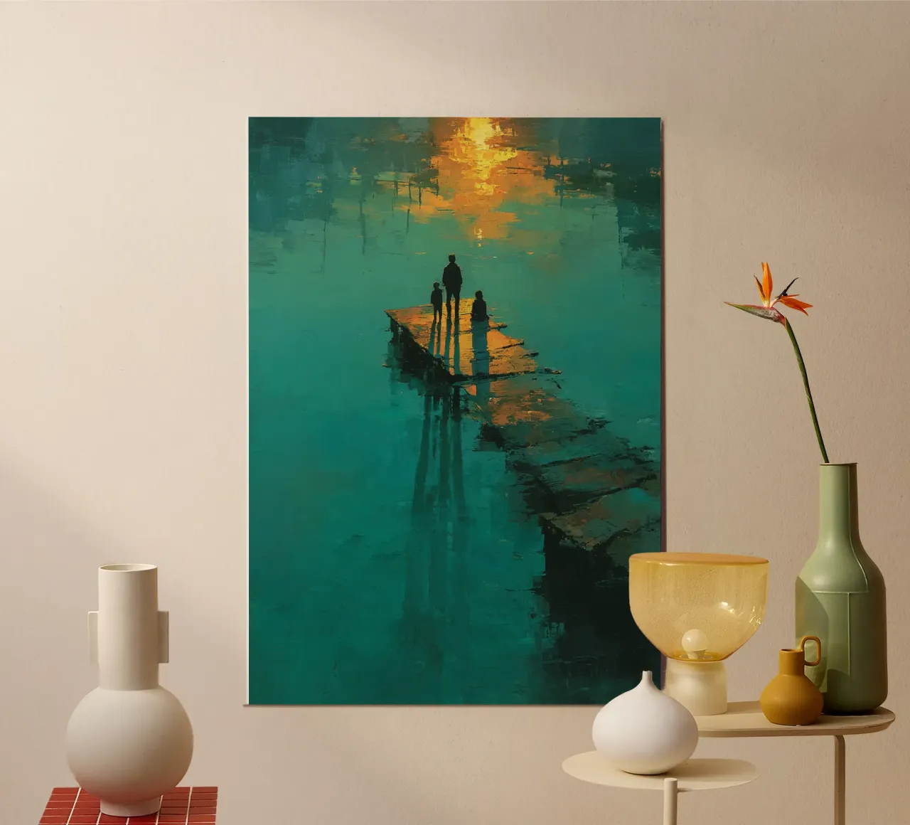 Reflections of a Golden Dusk poster con telaio in alluminio da Mosaic Dialogue