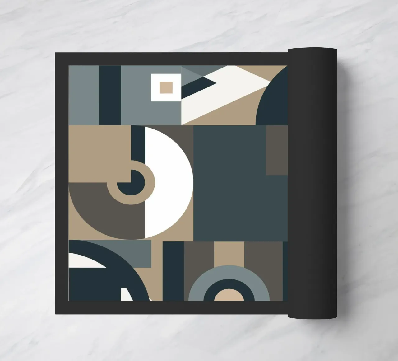 Motivo geometrico grigio a collage zerbino da Little Dean