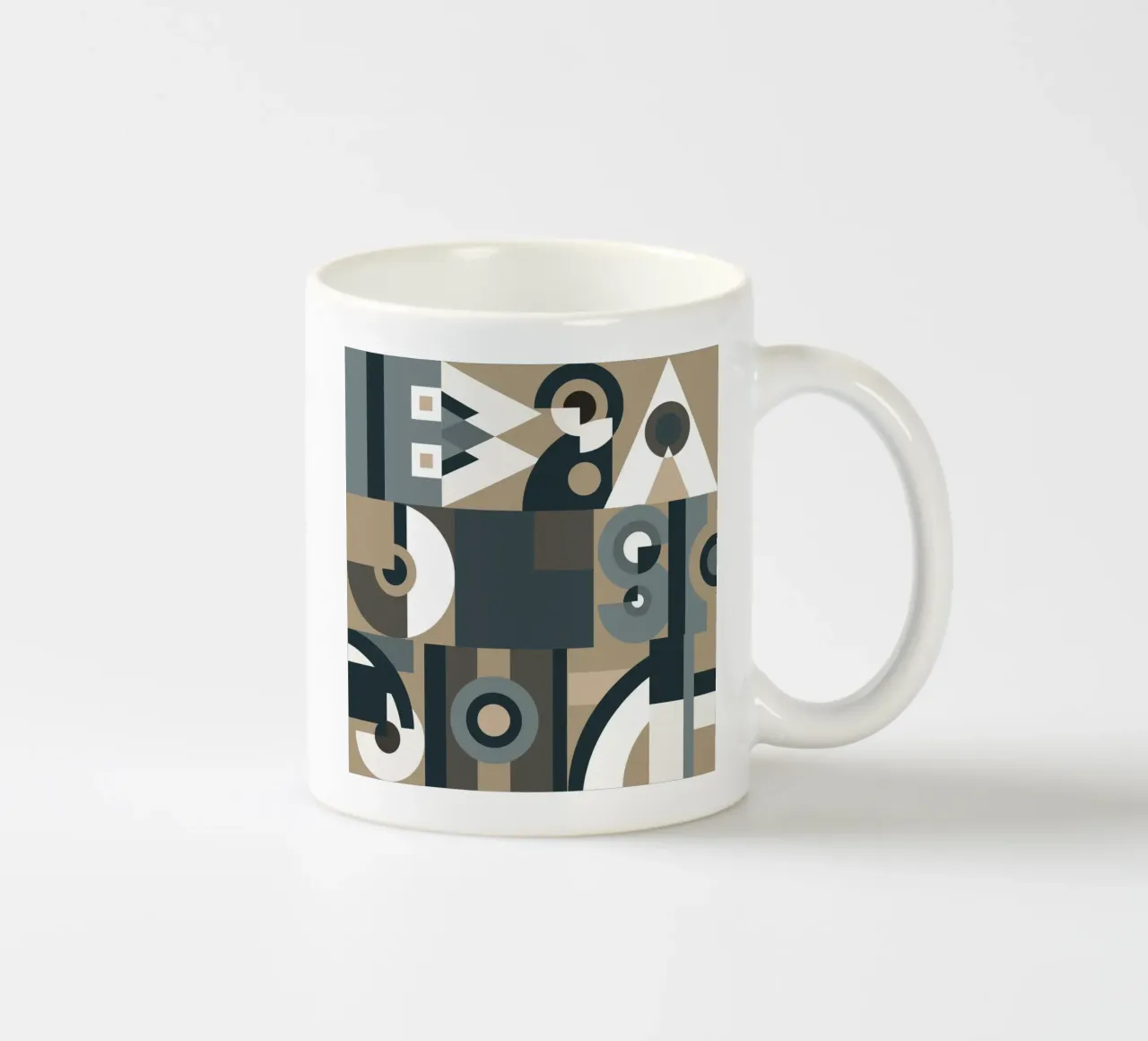 Grijs geometrisch collagepatroon keramische mok van Little Dean