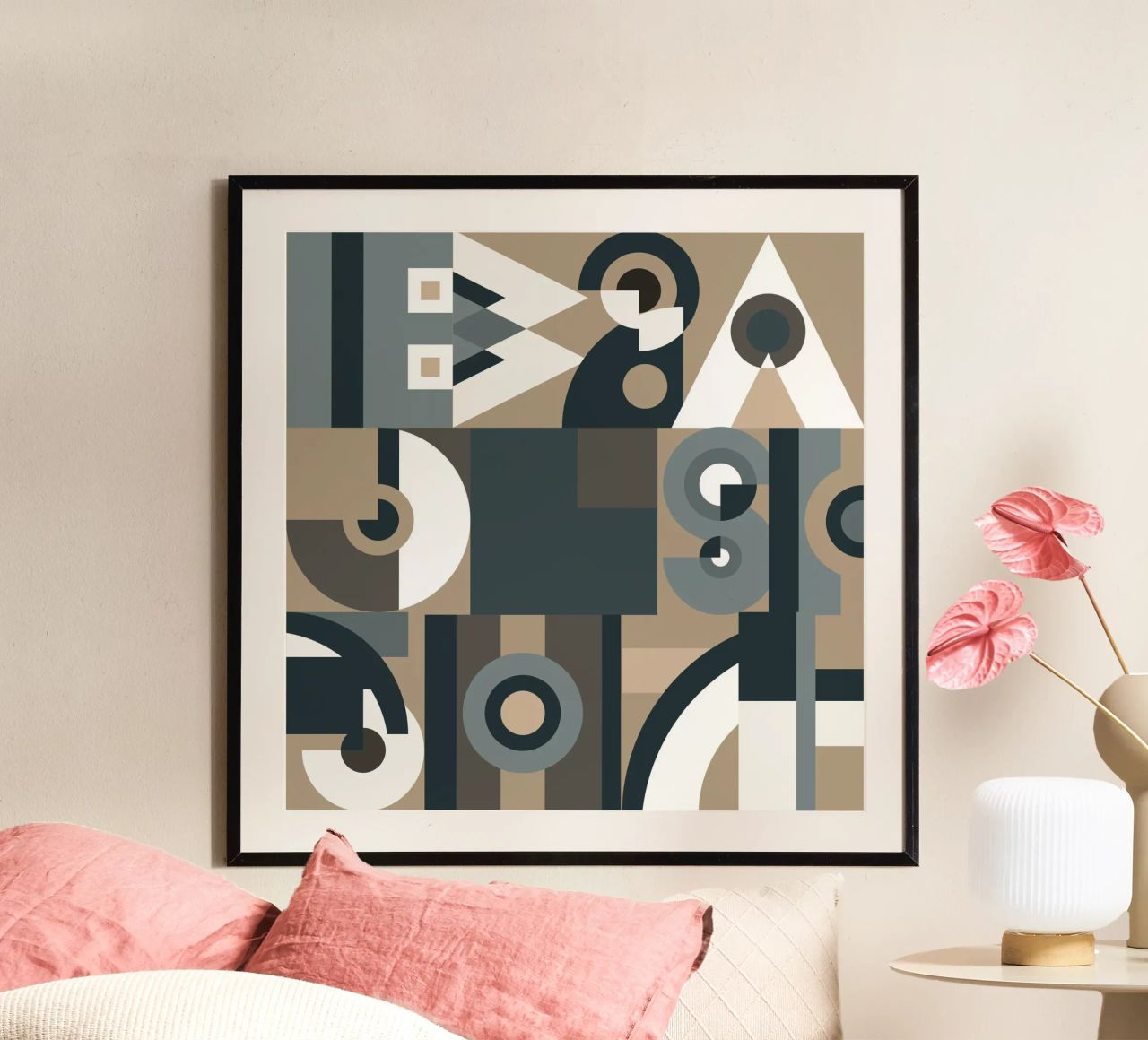 Motif de collage géométrique gris poster de Little Dean