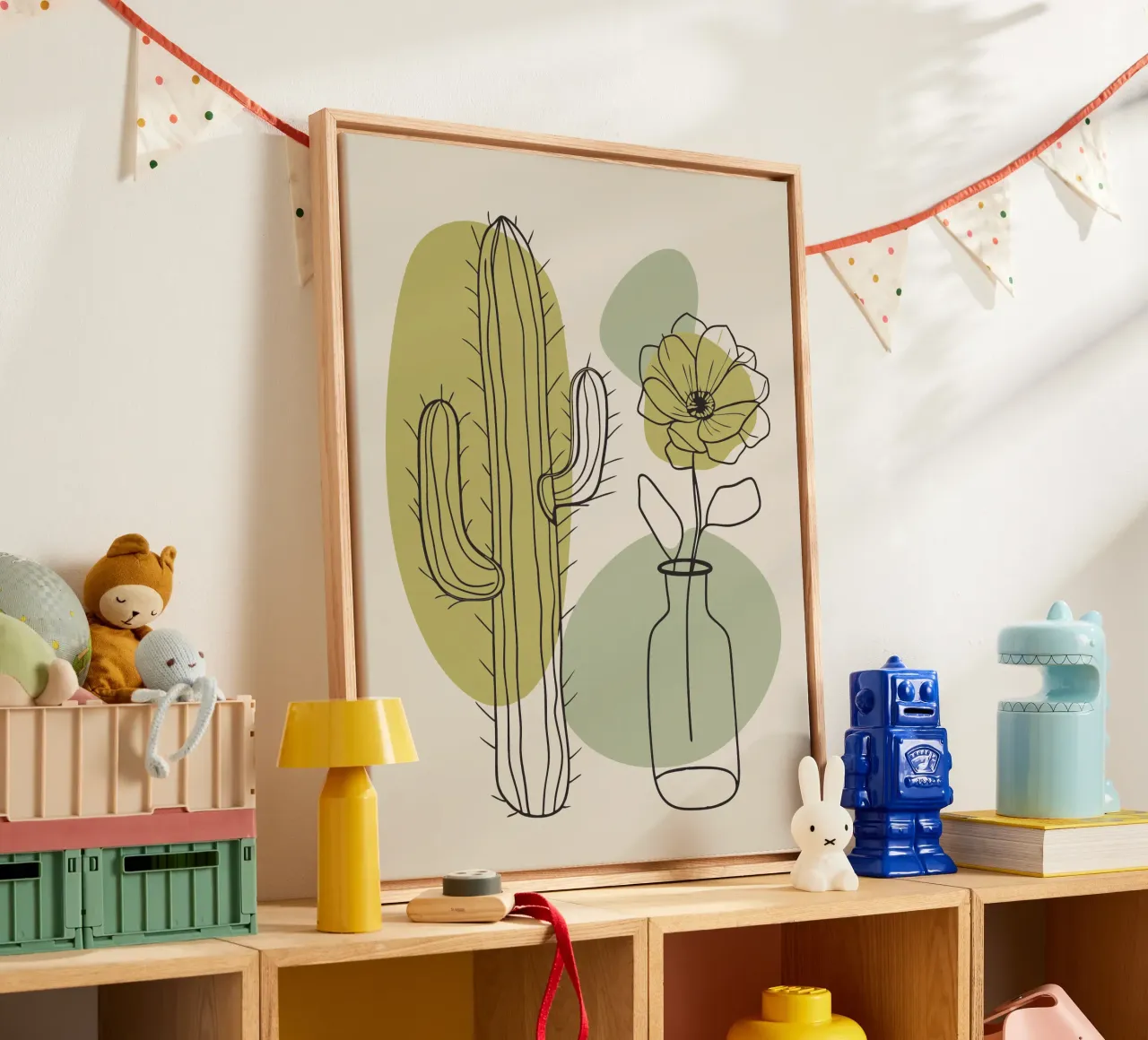 Cactus e fiori tela con Cornice a cassetta da RELAXING TOUCH