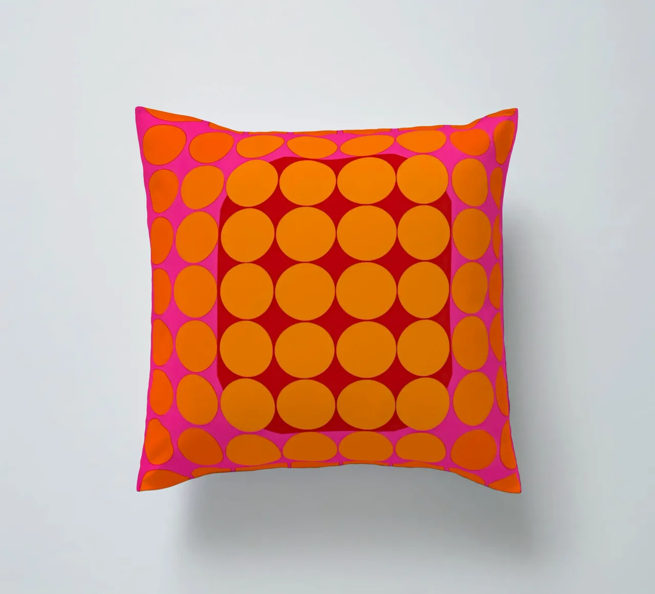 Sonata ottica in rosa e arancio | Op Art in colori di tendenza cuscino da Autofocus