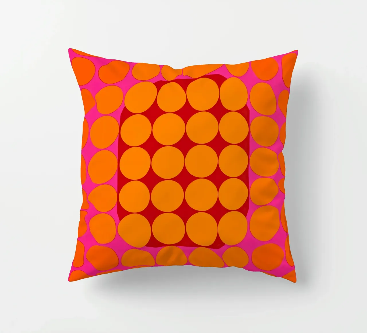 Sonata ottica in rosa e arancio | Op Art in colori di tendenza cuscino da Autofocus