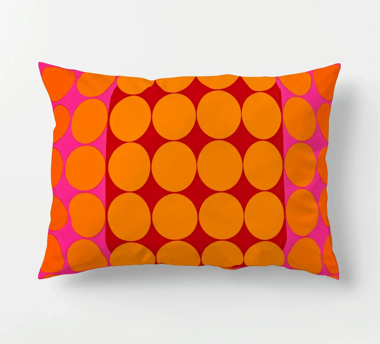 Sonata ottica in rosa e arancio | Op Art in colori di tendenza cuscino da Autofocus