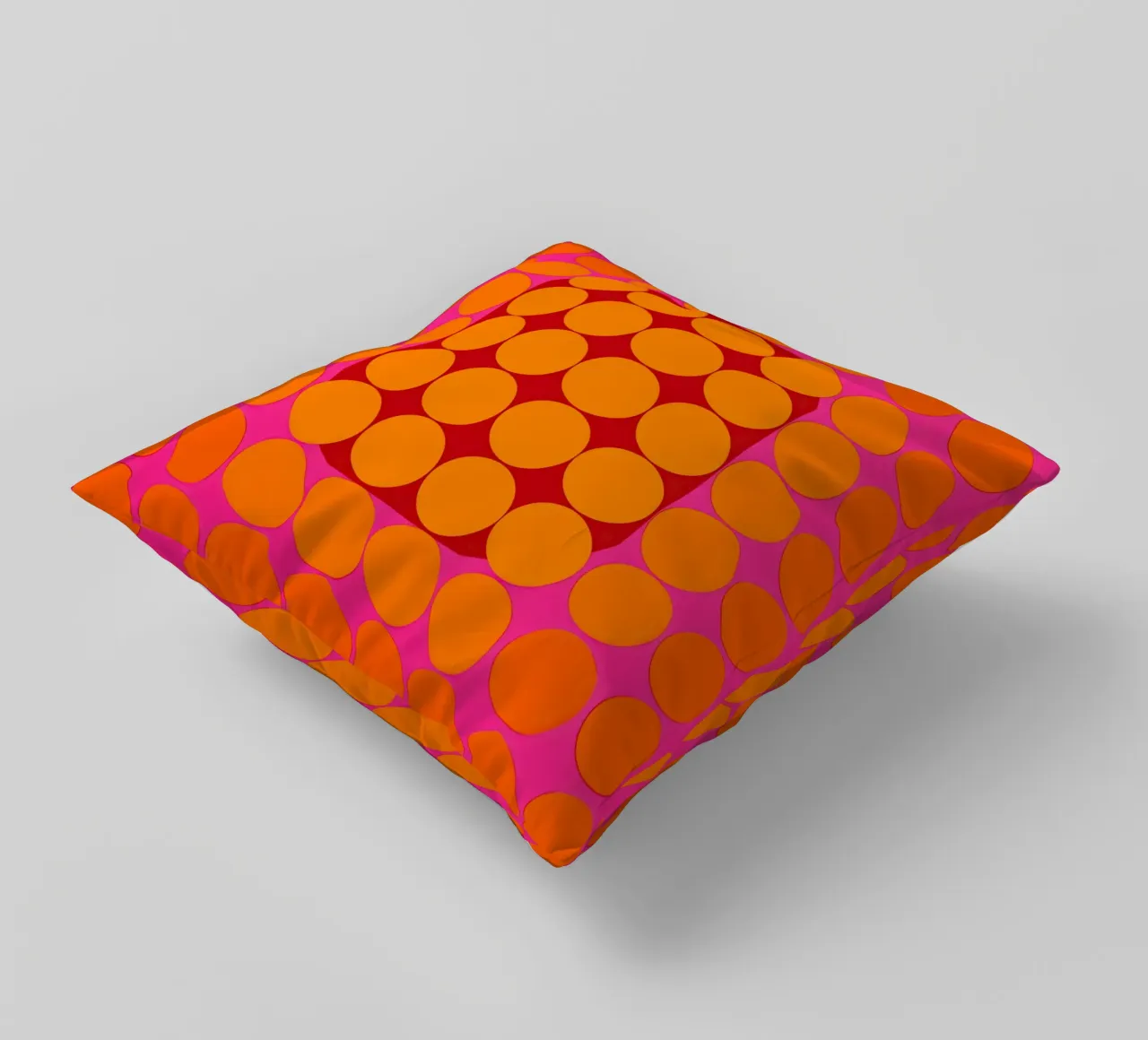Sonata ottica in rosa e arancio | Op Art in colori di tendenza cuscino da Autofocus