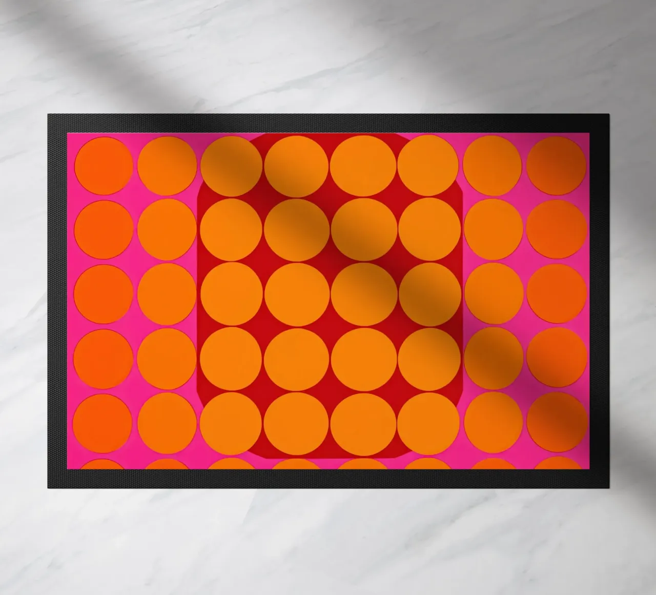 Sonata ottica in rosa e arancio | Op Art in colori di tendenza zerbino da Autofocus