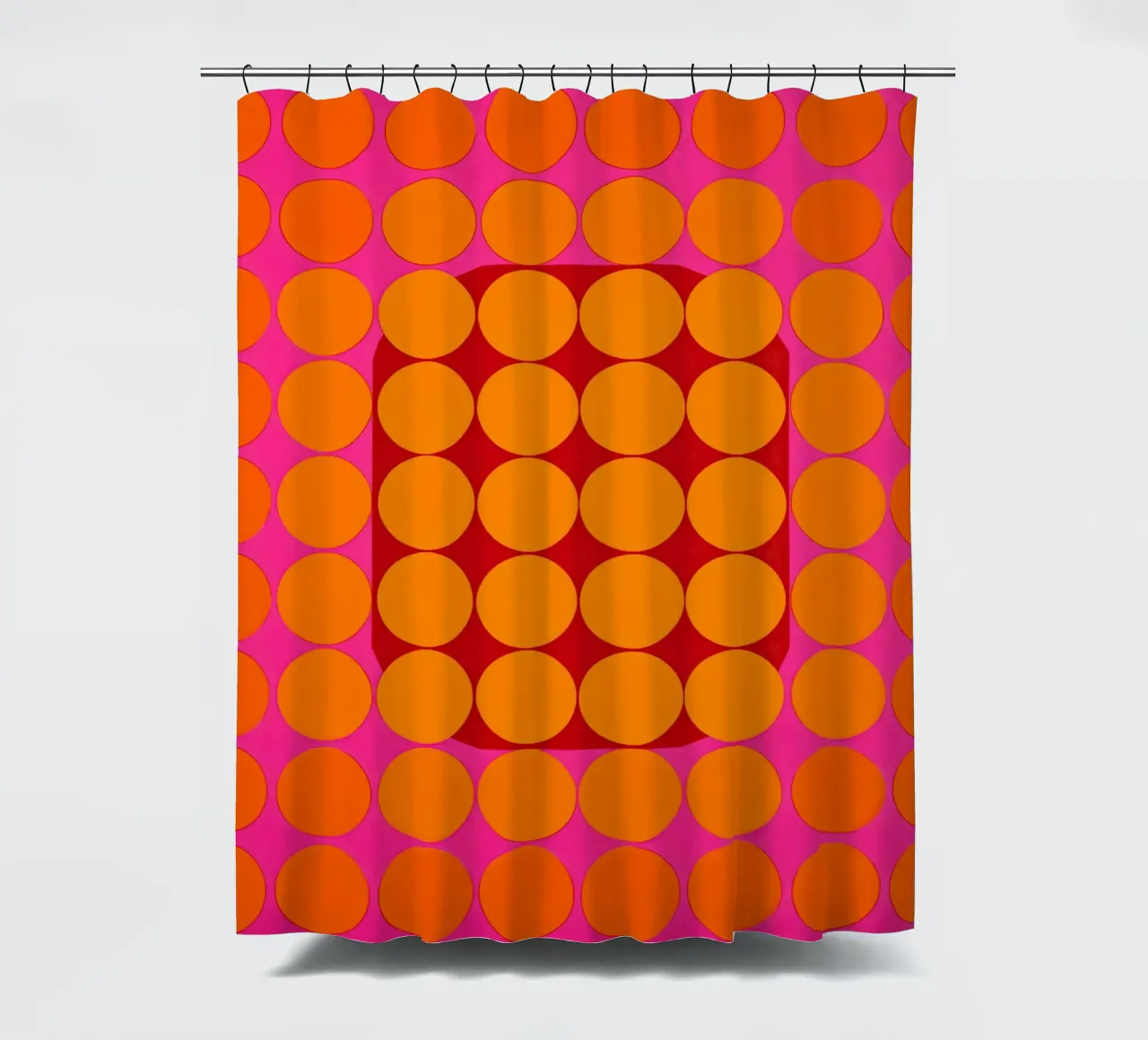 Sonata ottica in rosa e arancio | Op Art in colori di tendenza tenda da doccia da Autofocus