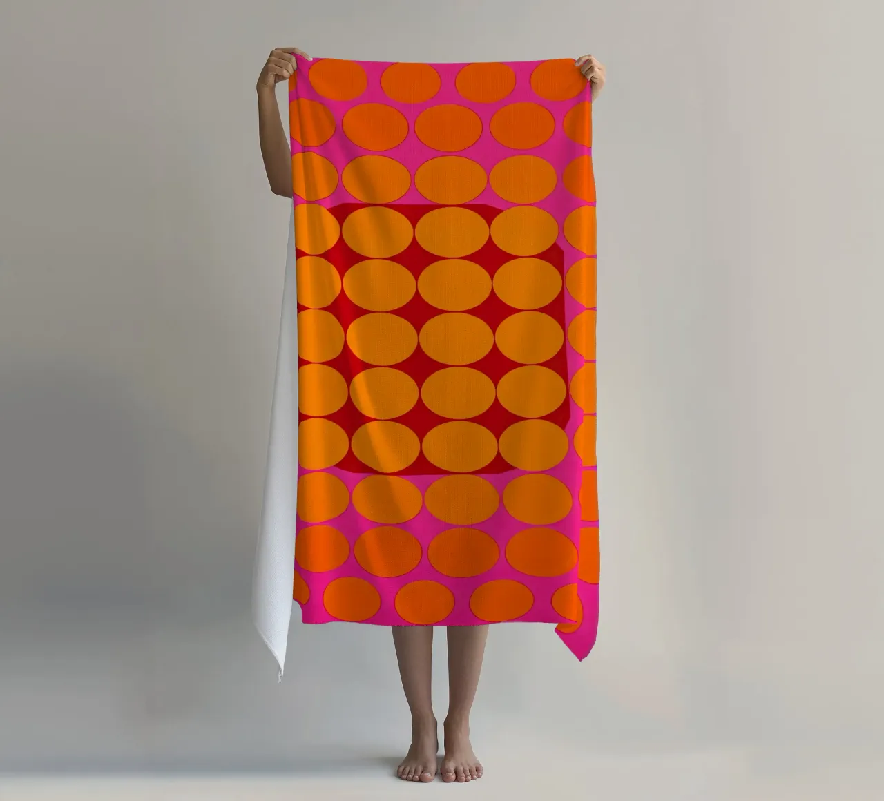 Sonata ottica in rosa e arancio | Op Art in colori di tendenza telo mare da Autofocus